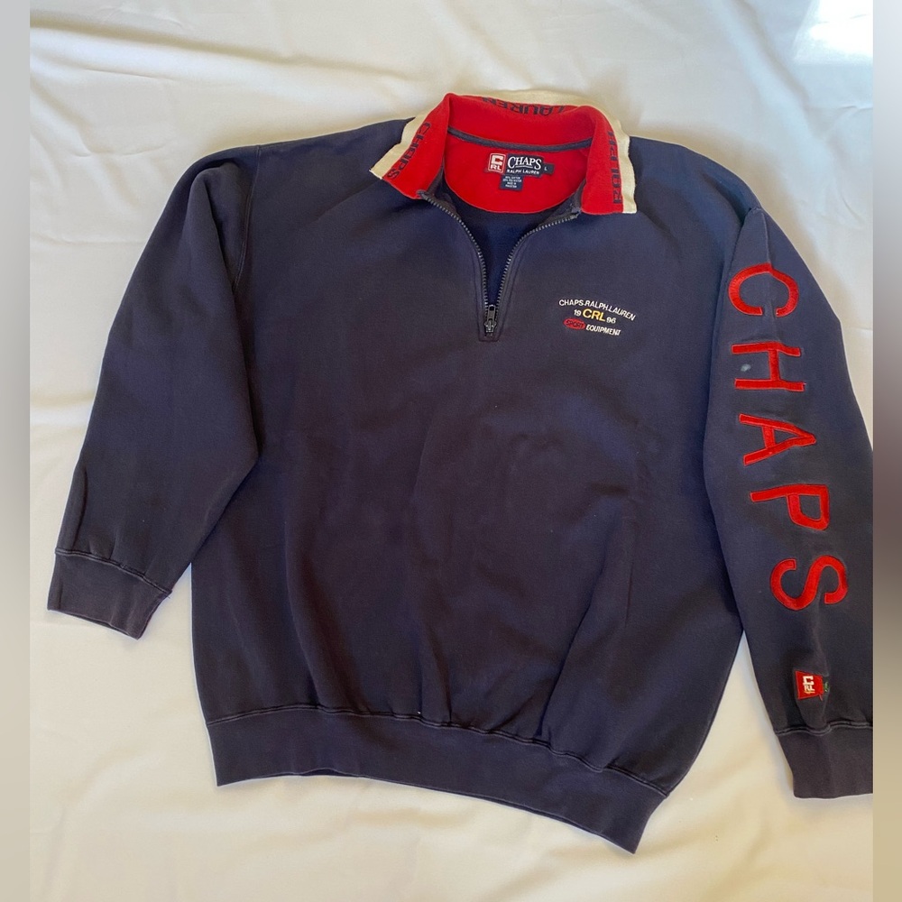 Chaps Navy Blue Quarter-Zip Sweater